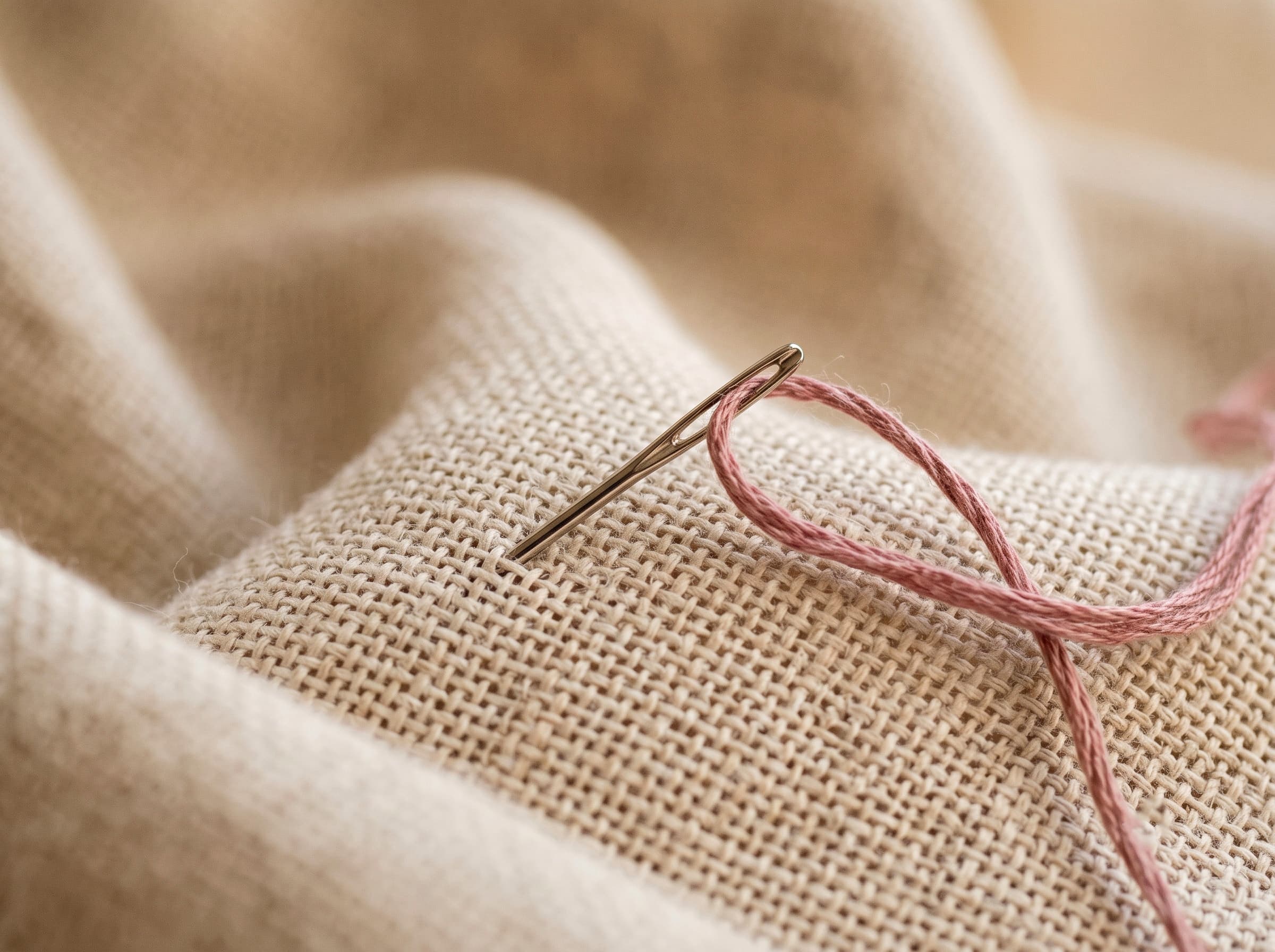 Macro close-up of smooth, uniform evenweave fabric.