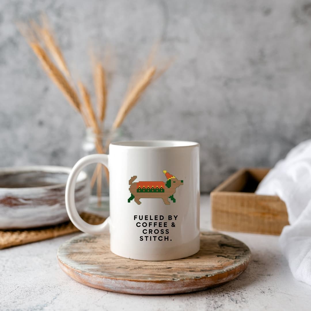 Cozy moment with stitching and coffee